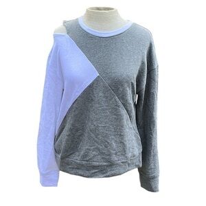 Z by Zella long sleeve crewneck sweatshirt one open shoulder, color block